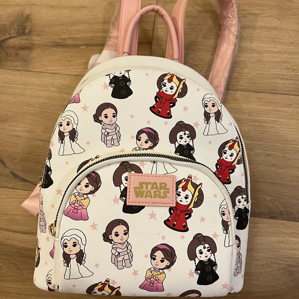 Star Wars Mini Backpack in Pink & Cream with Chibi Character Print